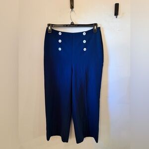 New Look Navy High-Waist Sailor Trousers with White Buttons
